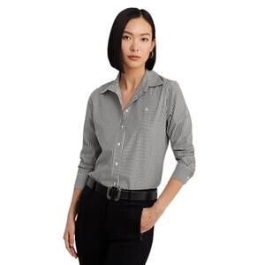 Lauren Ralph Lauren Striped Print Point Collar Shirttail Hem Shirt Size Small